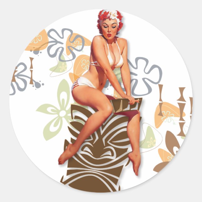 Sticker Rond Le Kitsch Bitsch : La déesse Tiki (Devant)