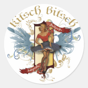 Sticker Rond Le kitsch Bitsch : Pin- de tatouage de poupée de