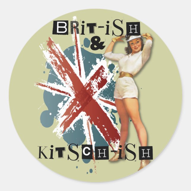 Sticker Rond Le Kitsch Bitsch : Poignée britannique et kitsch (Devant)