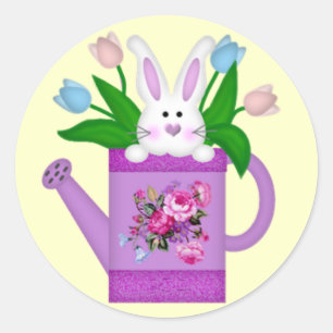 Sticker Rond Le lapin dans une canette d'eau