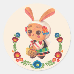 Sticker Rond Le lapin de polonais de fleur