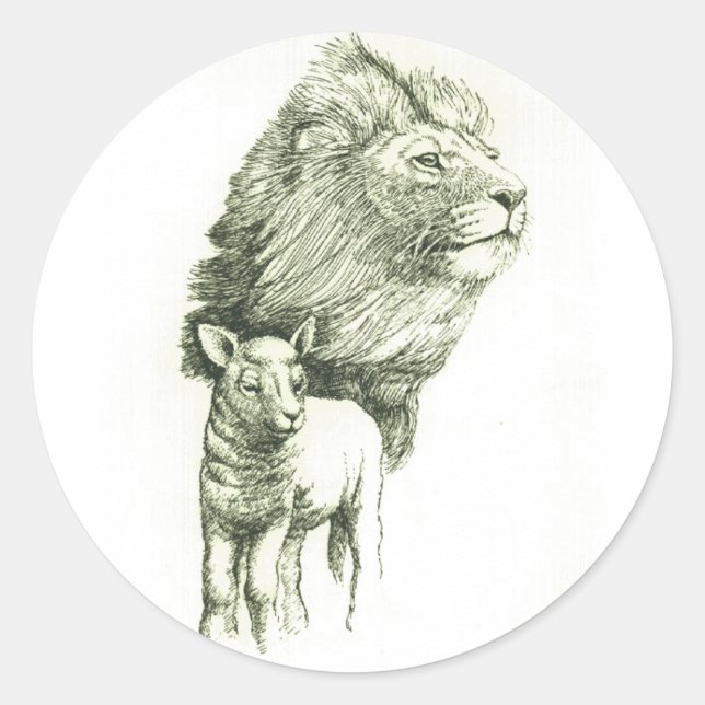 STICKER ROND LE LION ET L'AGNEAU (Devant)