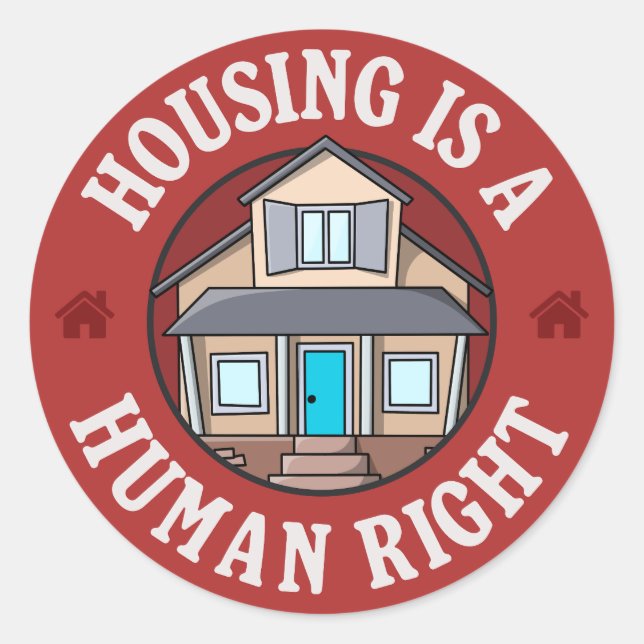 Sticker Rond Le Logement Est Un Droit Humain (Devant)