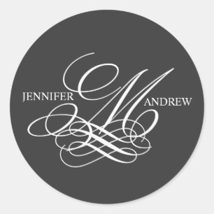 Sticker Rond Le logo du monogramme M appelle le charbon de bois