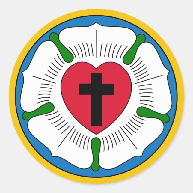 Sticker Rond Le Lutheranism Martin Luther de rose de Luther (Devant)