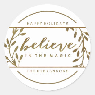 Sticker Rond Le Magic   Holiday Gold Wreath