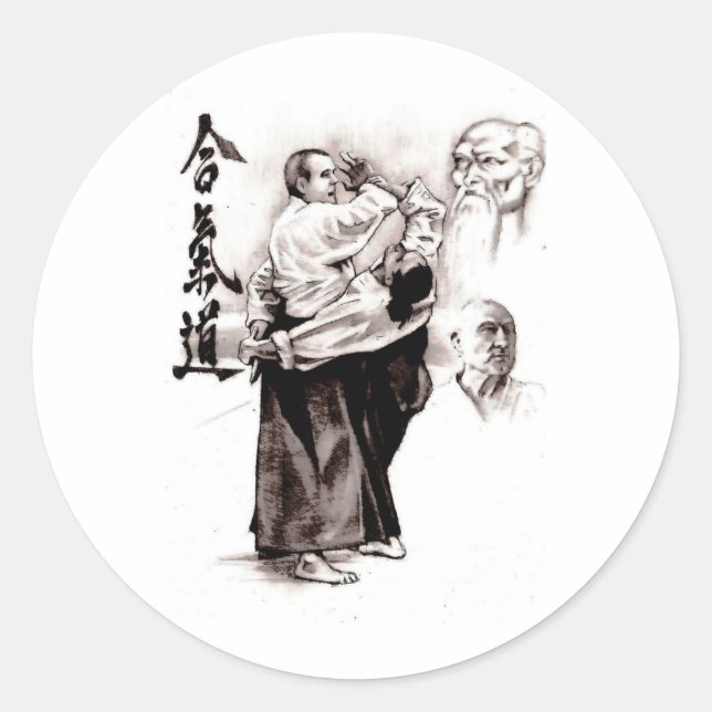 Sticker Rond Le maître d'un aikido - utilisation de l'énergie d (Devant)