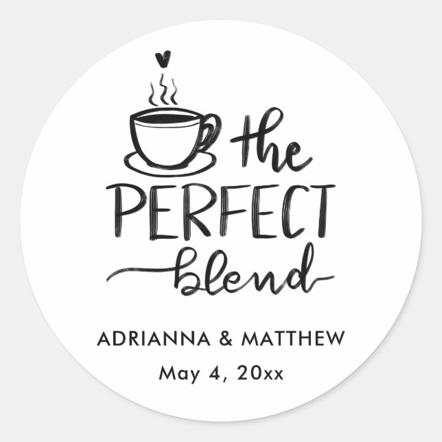 Sticker Rond Le Mariage De Café À La Main Parfait (Devant)