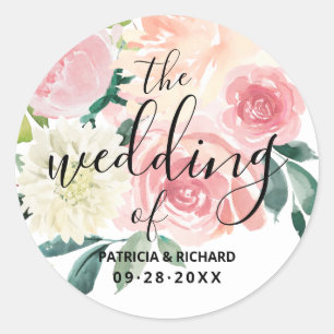 Sticker Rond Le Mariage De Fleurs Roses Fushia De Mariage