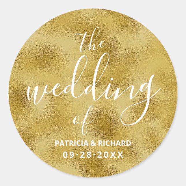 Sticker Rond Le Mariage Du Mariage Gold Foil (Devant)