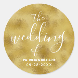 Sticker Rond Le Mariage Du Mariage Gold Foil