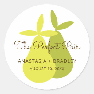 Sticker Rond Le Mariage Parfait Paire Jaune Vert Poires