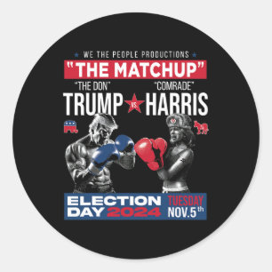Sticker Rond Le Matchup Du Don Et Du Camarade Harris - Pro Trum