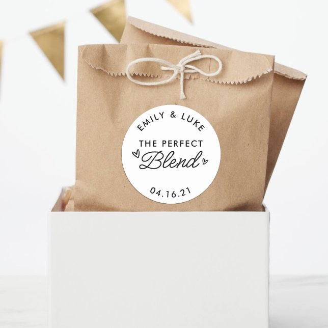 Sticker Rond Le Mélange Parfait B&W Coffee Wedding Favoriser (Créateur téléchargé)