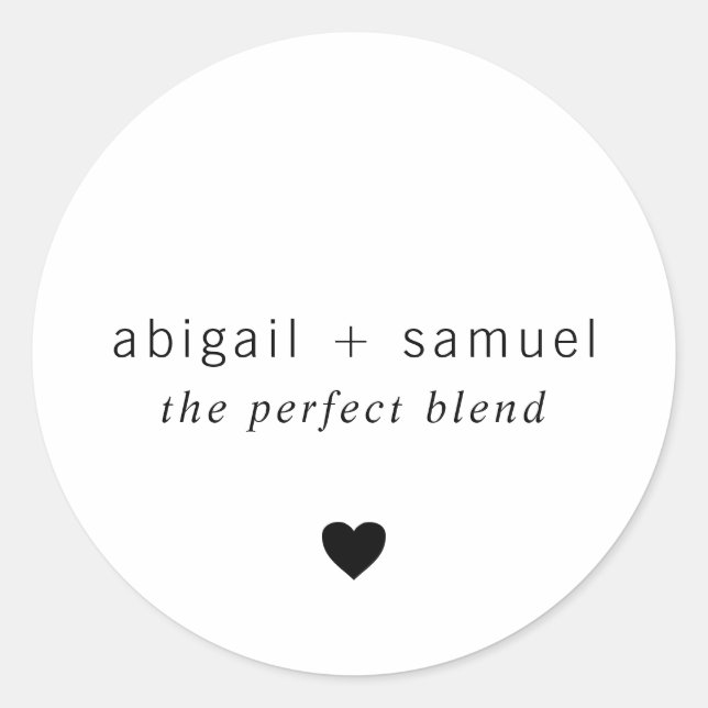 Sticker Rond Le Mélange Parfait Coeur Mariage Café Faveur (Devant)