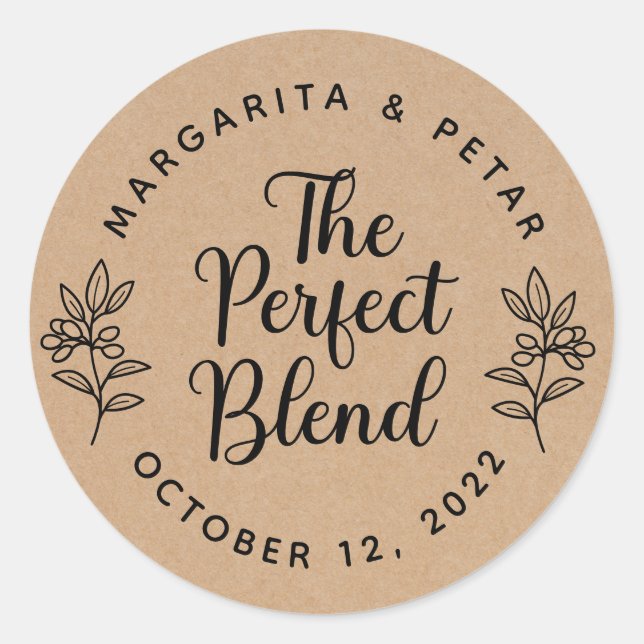 Sticker Rond Le Mélange Parfait Rustique Mariage Kraft Classic  (Devant)