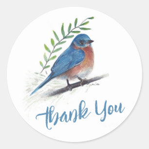 Sticker Rond Le Merci d'art des oiseaux bleus