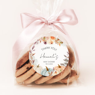Sticker Rond Le Merci du petit Baby shower Citrouille est favor