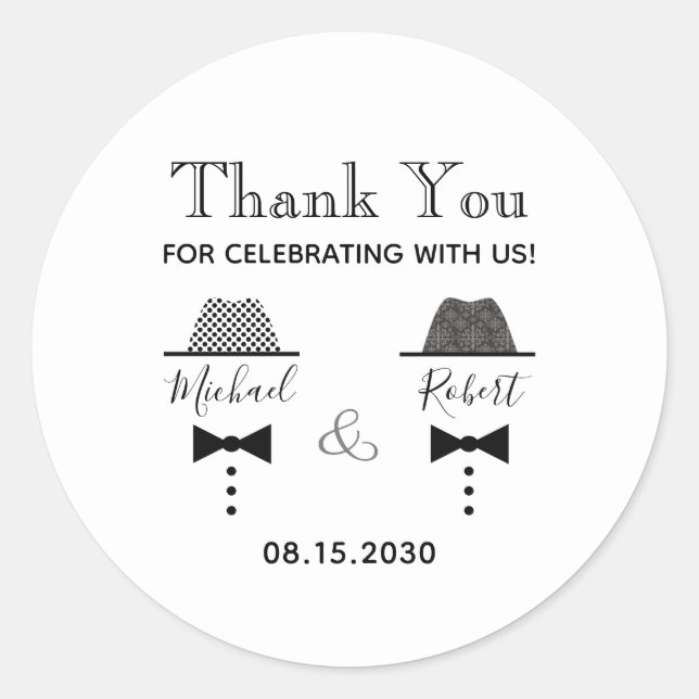 Sticker Rond Le Merci Mariage gay est favori (Devant)