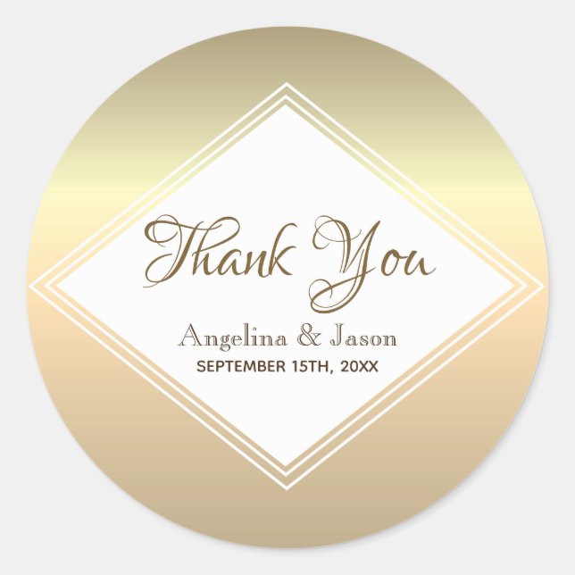 Sticker Rond Le Merci Mariage Or Simple Favoriser (Devant)