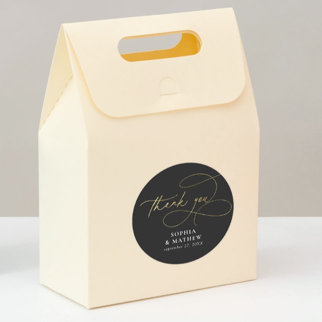 Sticker Rond Le Merci moderne Black Gold Flourish Favoriser (Créateur téléchargé)