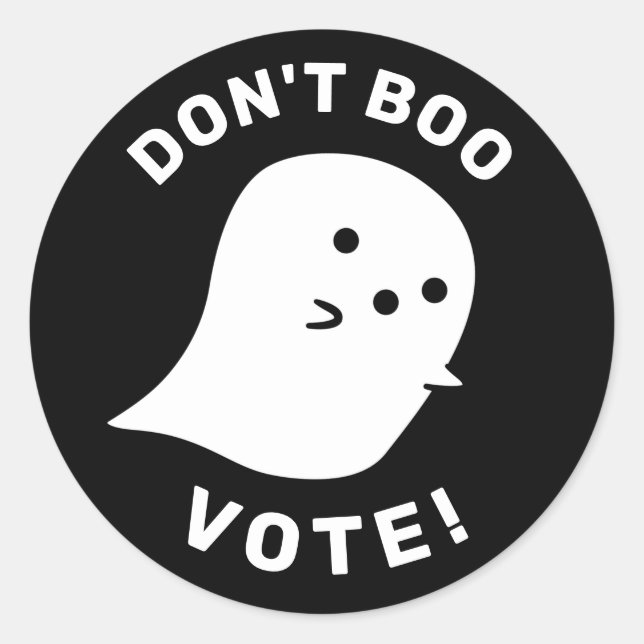 Sticker Rond Le mignon fantôme ne bouge pas, votez ! Autocollan (Devant)
