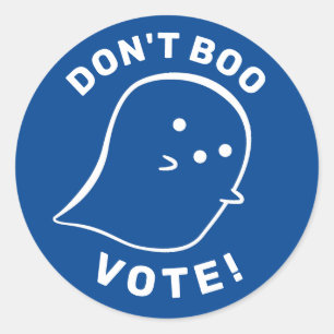 Sticker Rond Le mignon fantôme ne bouge pas, votez ! Autocollan