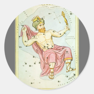 Sticker Rond Le miroir d'Urania, carte céleste d'astronomie vin