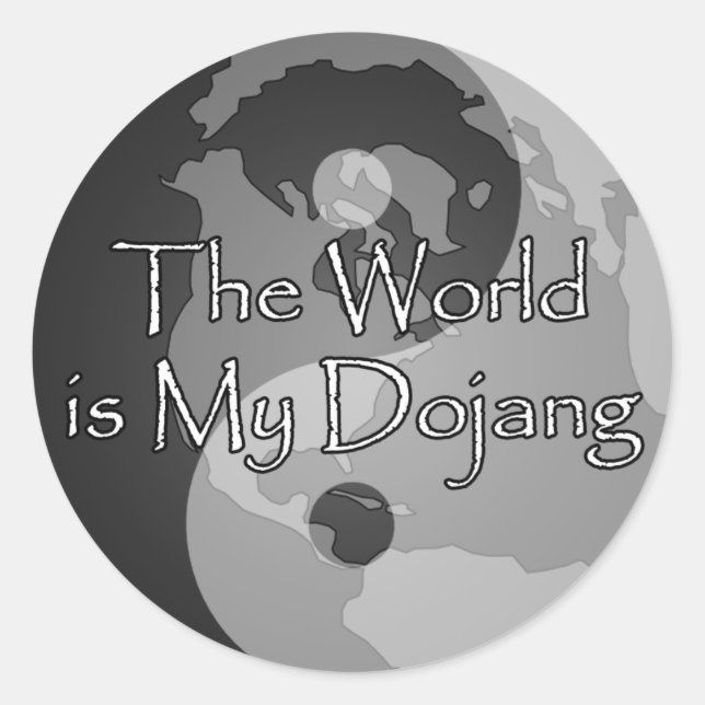 Sticker Rond Le monde est mon Dojang (Devant)