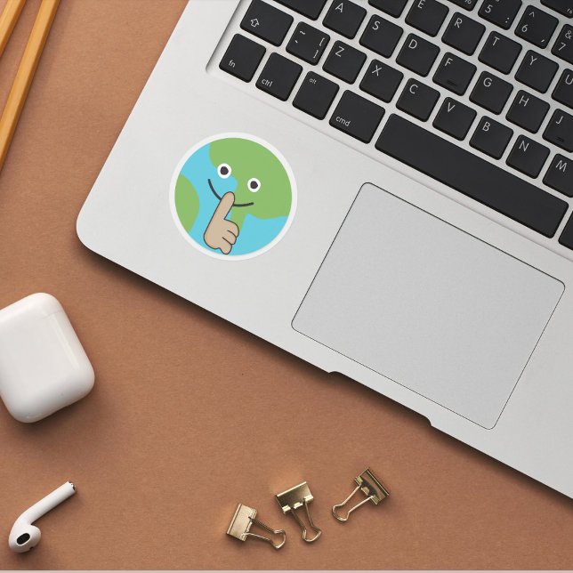 Sticker Rond Le monde tenant la main près de la bouche silence (Créateur téléchargé)