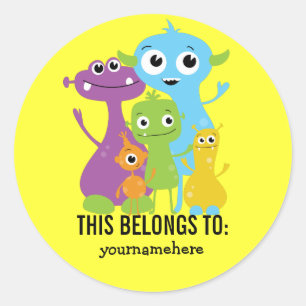 Sticker Rond Le monstre mignon idiot CECI APPARTIENT aux