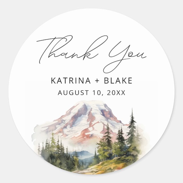 Sticker Rond Le Mont Rainier Washington Merci (Devant)
