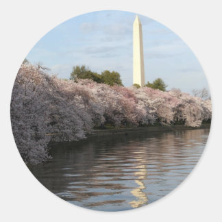 Sticker Rond Le monument de Cherry Blossom Washington