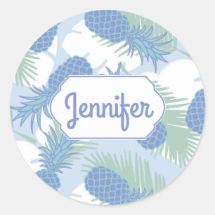 Sticker Rond Le motif en pastel tropical   d'ananas ajoutent