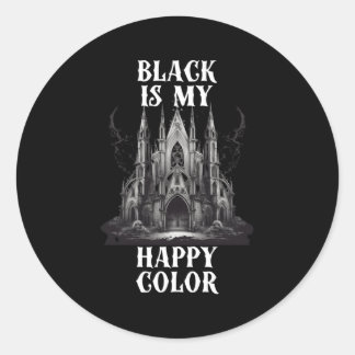 Sticker Rond Le noir est ma couleur heureuse