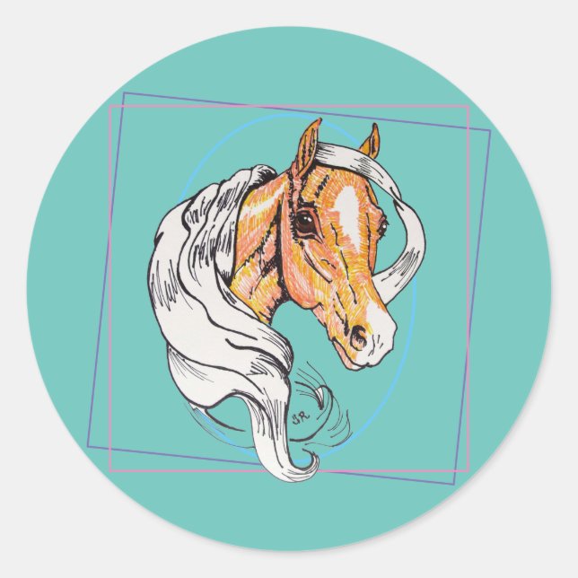 Sticker Rond Le Palomino (turquoise) (Devant)
