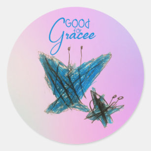 Sticker Rond Le papillon de grâce de Brynna -