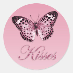 Sticker Rond Le papillon embrasse l'autocollant