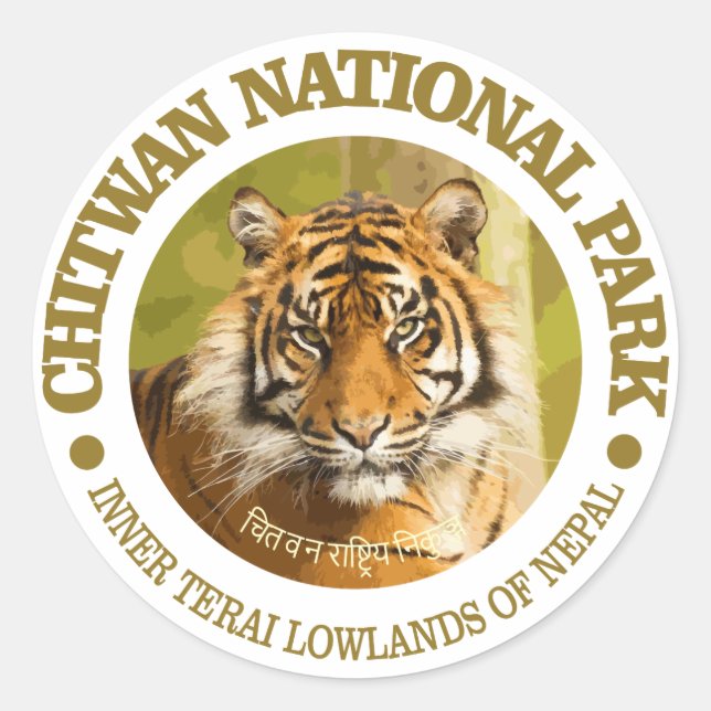 Sticker Rond Le Parc national de Chitwan (Devant)
