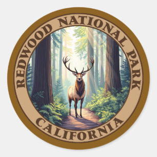 Sticker Rond Le parc national de Redwood Californie