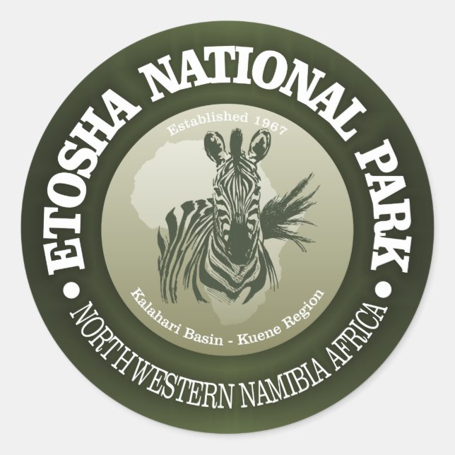 Sticker Rond Le Parc national d'Etosha (Devant)