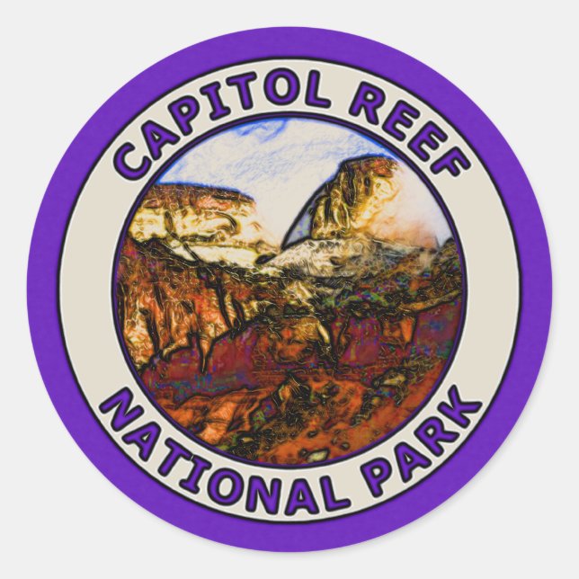 Sticker Rond Le Parc national du Capitol Reef (Devant)