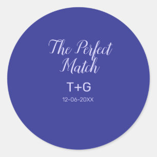 Sticker Rond Le parfait accord royal bleu luxe ajout couple nom