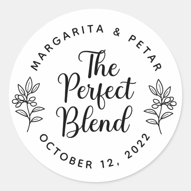 Sticker Rond Le parfait mélange Mariage rustique Kraft (Devant)