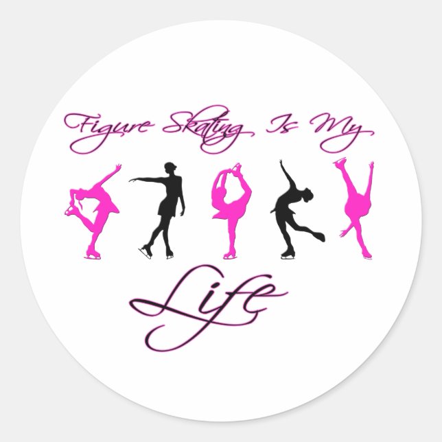 Sticker Rond Le patinage artistique est ma vie - ROSE & NOIR (Devant)
