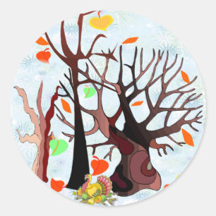 Sticker Rond Le pays des merveilles d'automne -