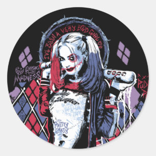 Sticker Rond Le peloton de suicide Harley Quinn a encré le