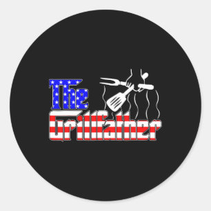 Sticker Rond Le père du grill 4 juillet drôle de gril BBQ Am