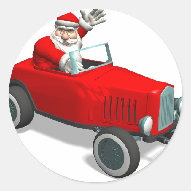 Sticker Rond Le Père Noël Dans La Barre Chaude (Devant)