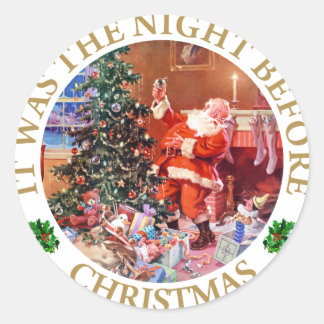 Sticker Rond Le Père Noël - La Nuit Avant Noël